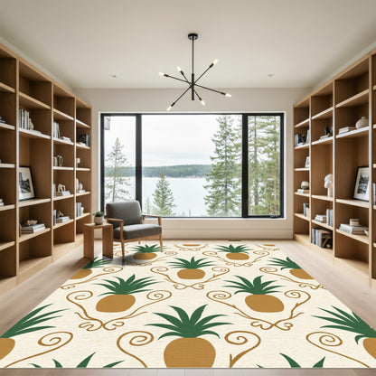 Golden Pineapple Vine Scroll Rug