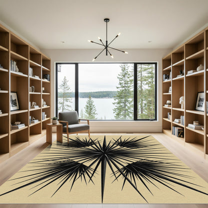 Bold Black Sunburst Geometric Area Rug