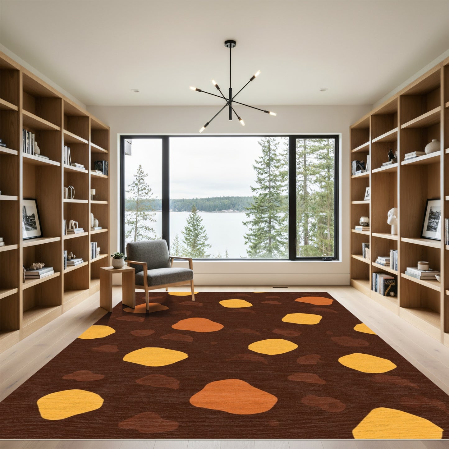 Earthy Speckled Ochre Organic Shapes Rug