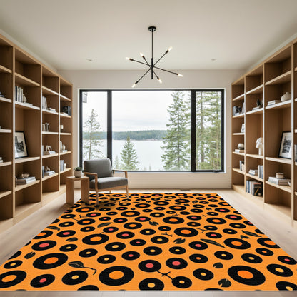 Orange Circles with Black Dot Accents Rug