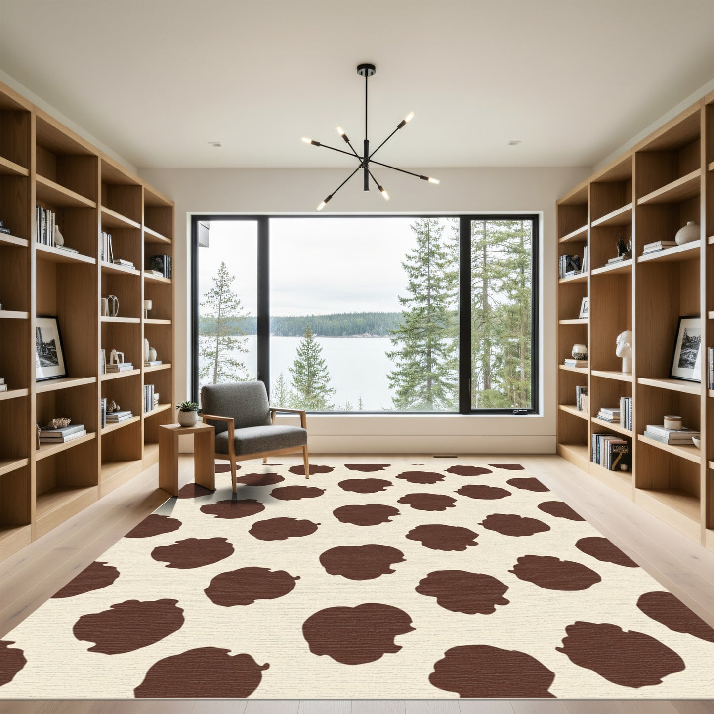 Brown Blobs Cream Background Rug