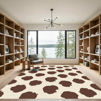Brown Blobs Cream Background Rug