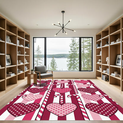 Sweet Hearts Candy Cane Stripes Rug