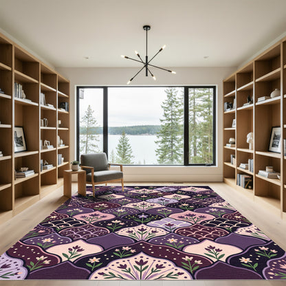 Purple Blossom Overlapping Arch Rug