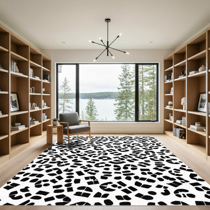 Monochrome Abstract Spots Graphic Rug