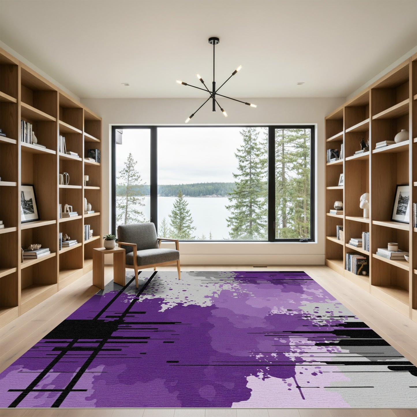 Splatter Gray Purple Gradient Glitch Rug