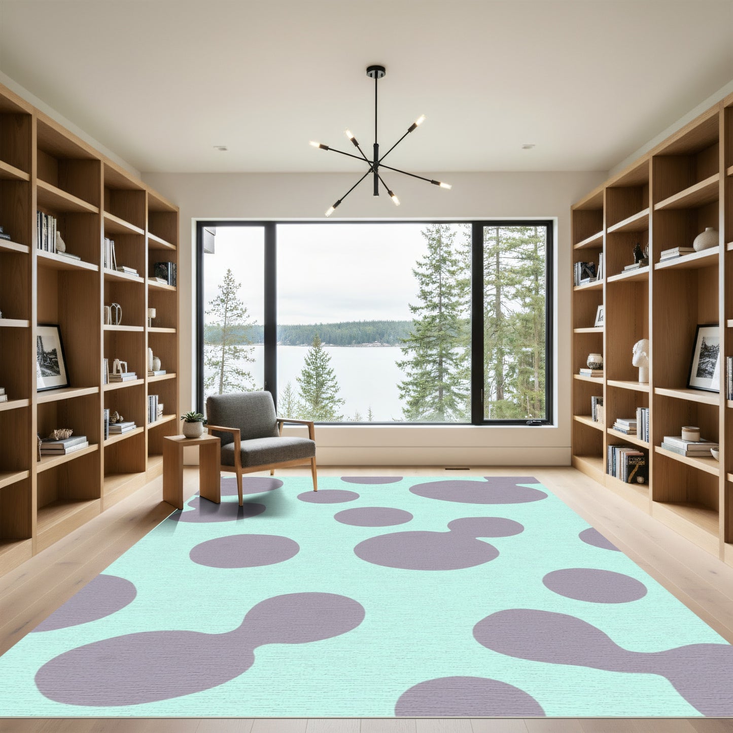Light Aqua Purple Blob Scatter Rug