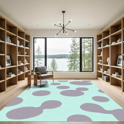 Light Aqua Purple Blob Scatter Rug