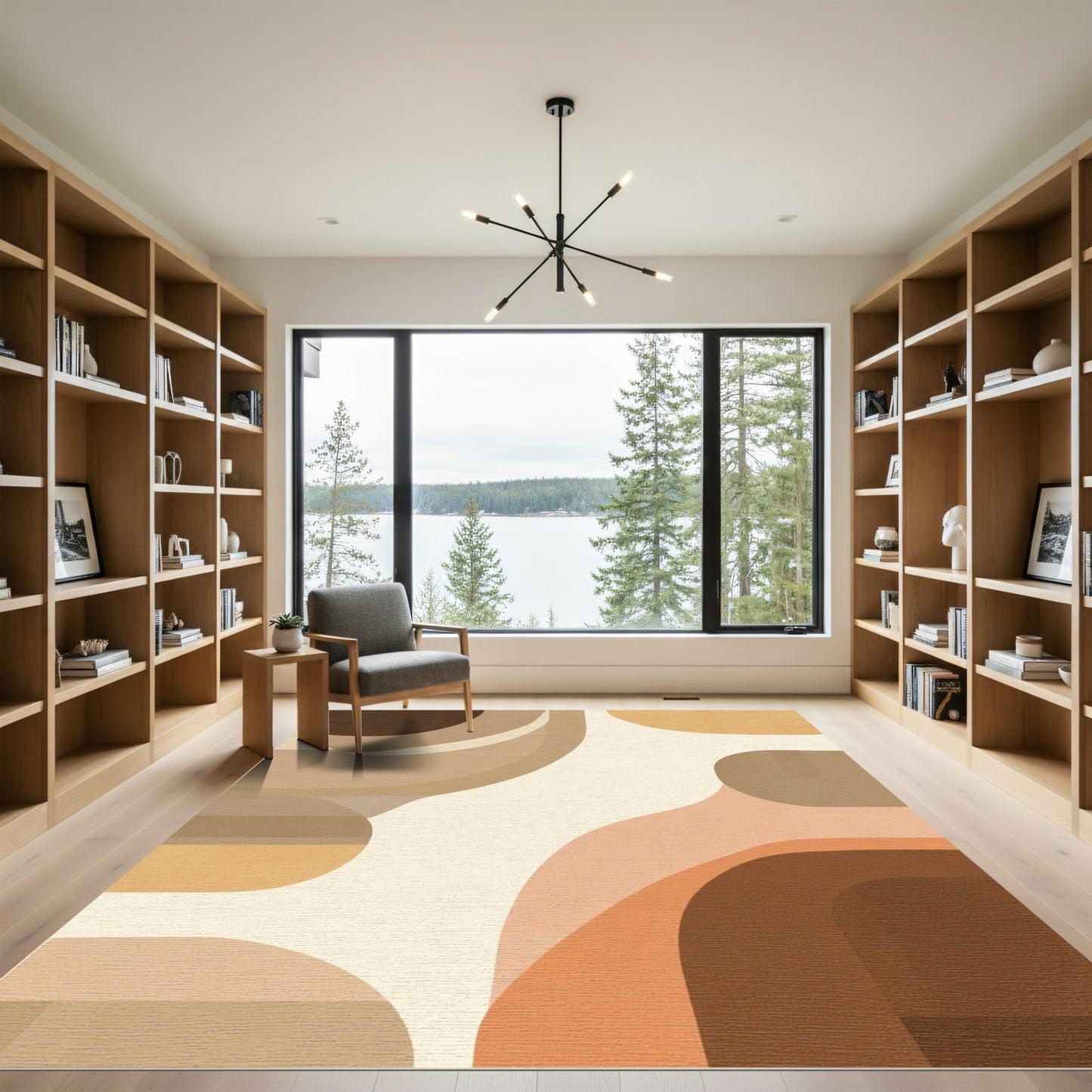 Earthy Mid Century Organic Waves Rug