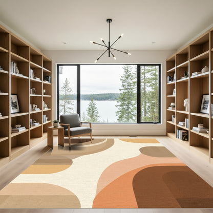Earthy Mid Century Organic Waves Rug