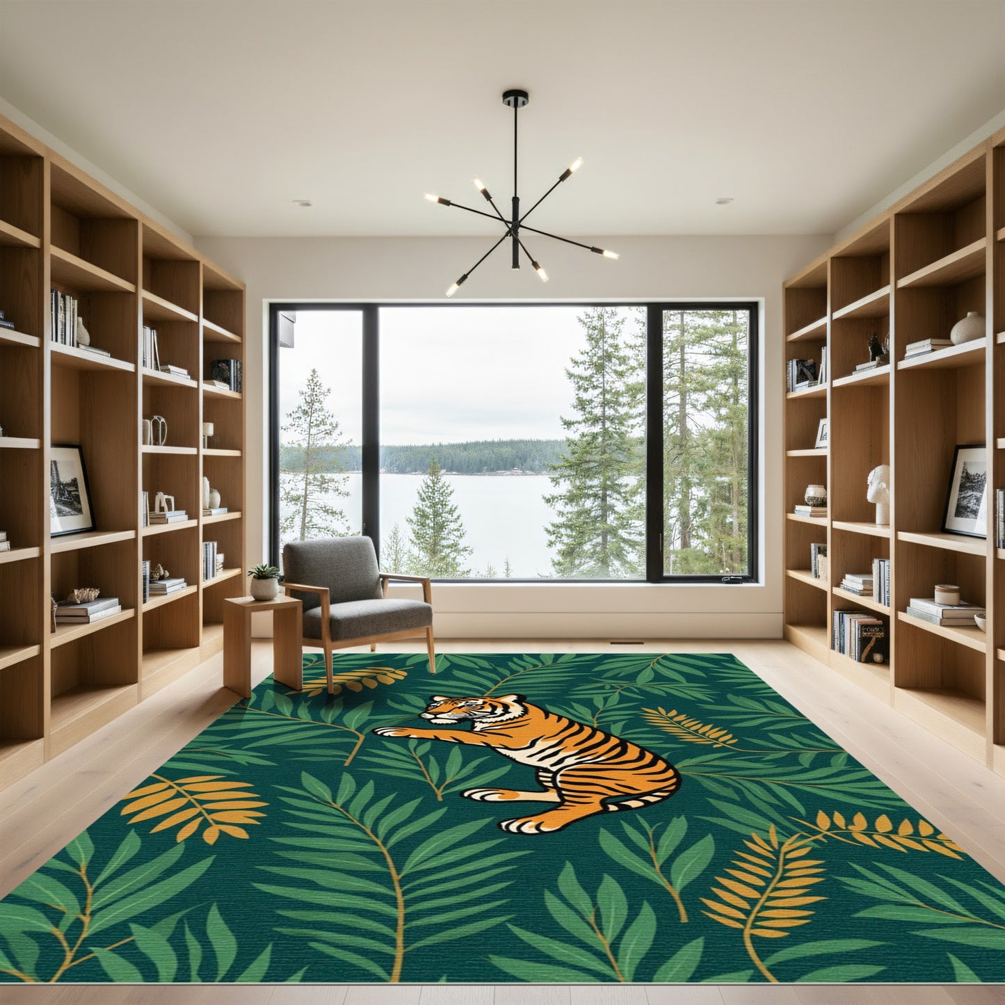 Bold Tiger Jungle Foliage Rug