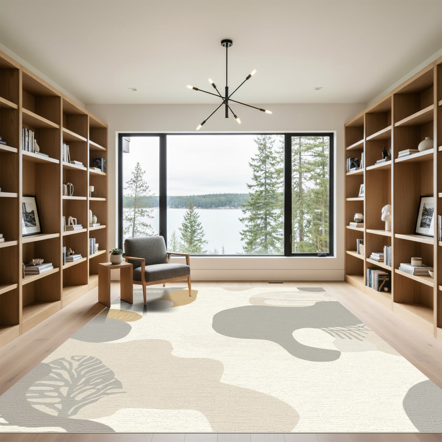 Earthy Botanical Abstract Organic Flow Rug