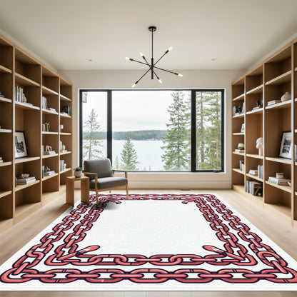Pink Flamingo Chain Border Rug