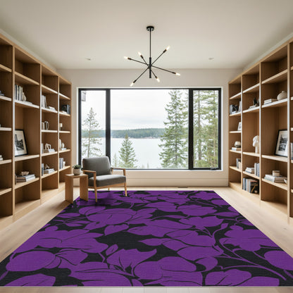 Vibrant Purple Floral Silhouette Rug