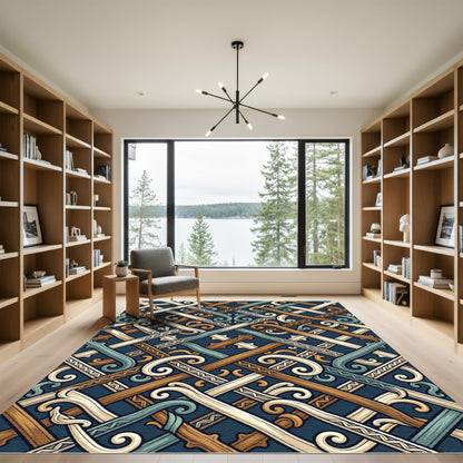 Rich Earthy Intertwined Lattice Rug