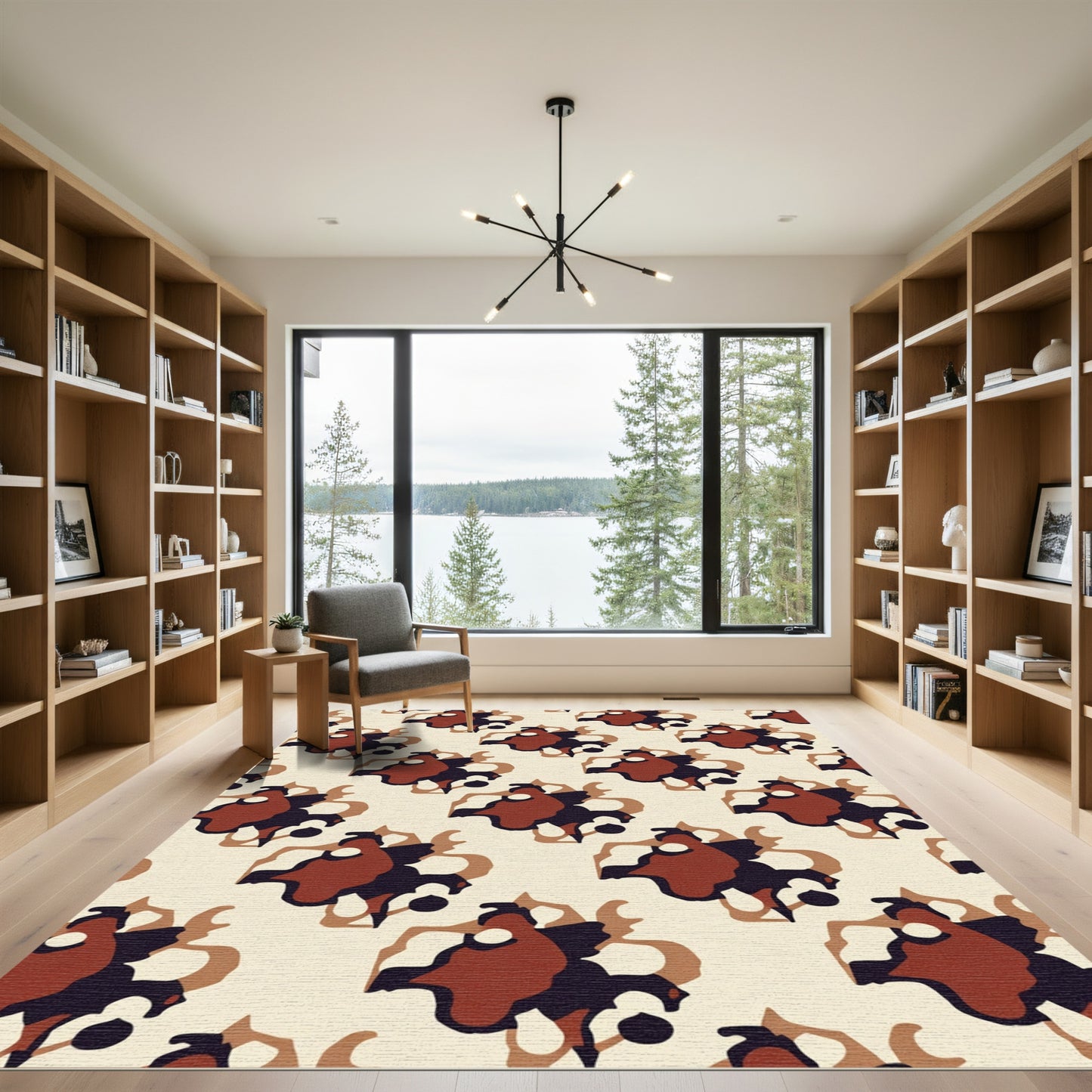 Abstract Saffron Floral Swirl Rug