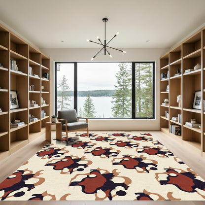 Abstract Saffron Floral Swirl Rug