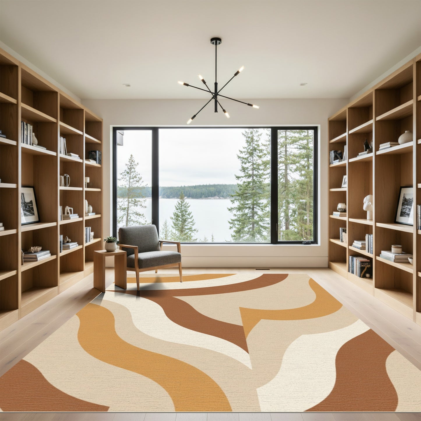 Earthy Waves Mid Century Modern Rug