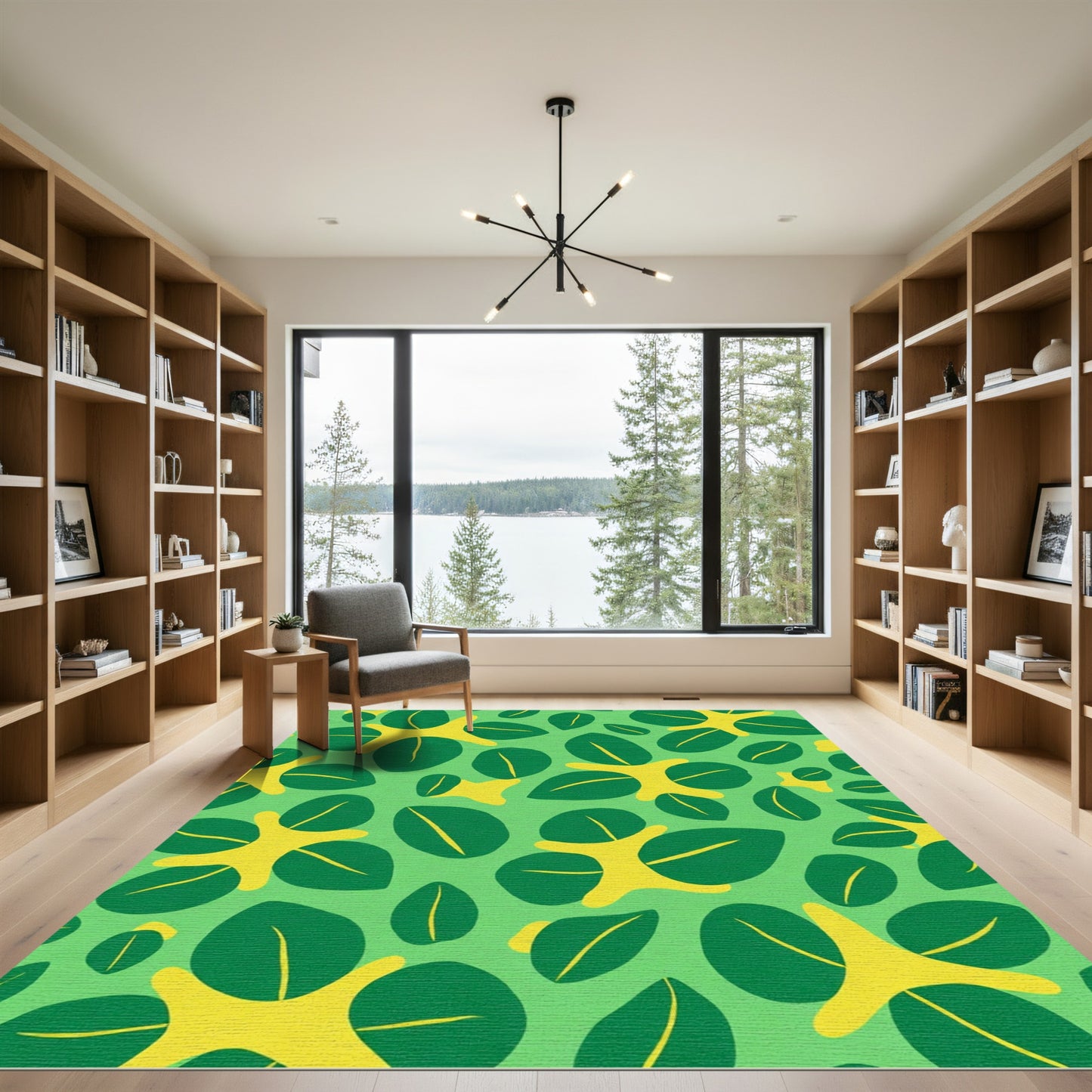 Green Yellow Leafy Tropical Medley Rug