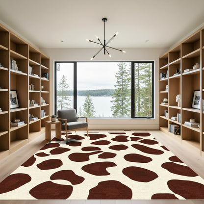 Brown Cream Spots Composition Rug