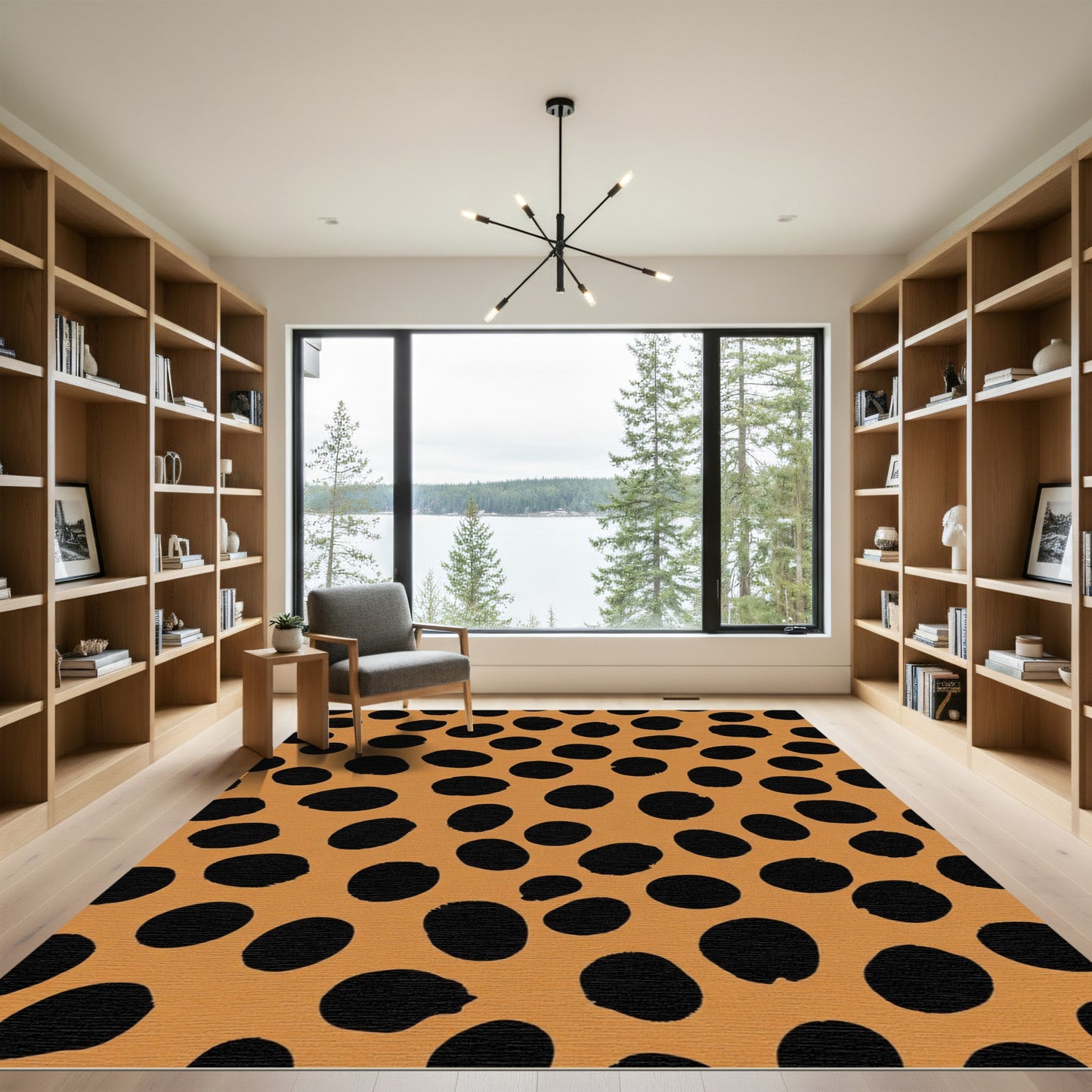Earthy Brown Black Spotty Rug