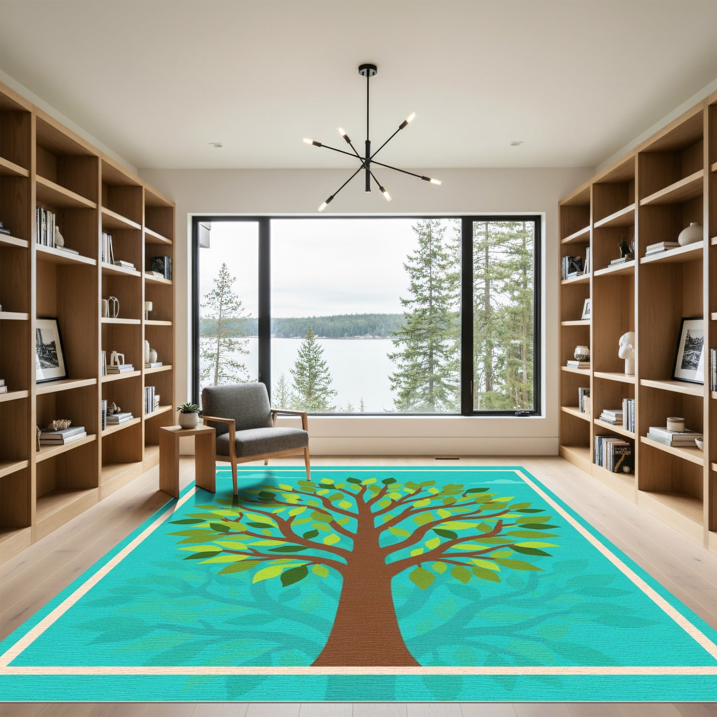 Green Leaf Tree With Blue Sky Rug