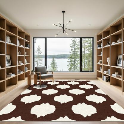 Chic Brown Quatrefoil Repeating Pattern Rug