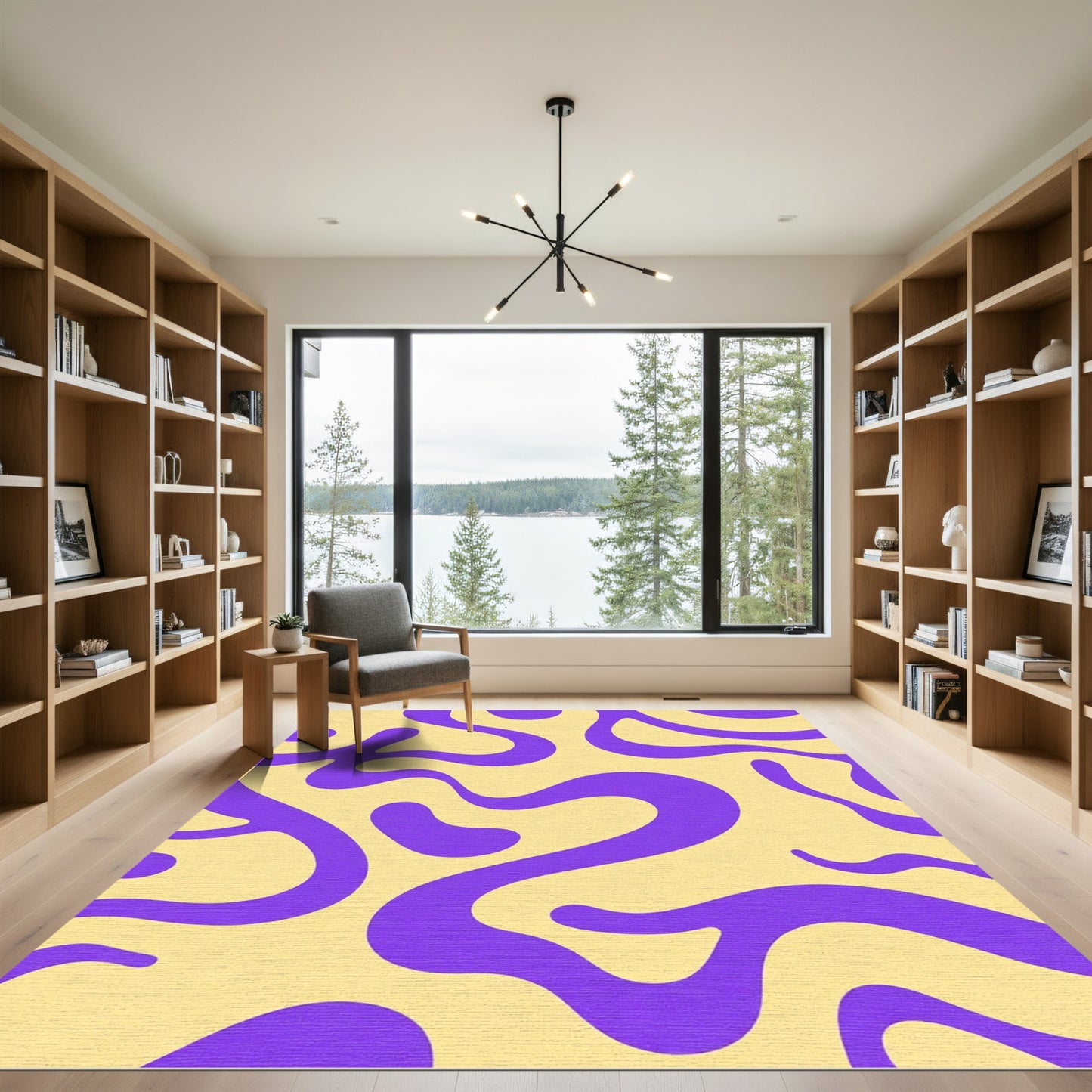 Vibrant Purple Organic Swirl Rug