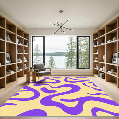 Vibrant Purple Organic Swirl Rug