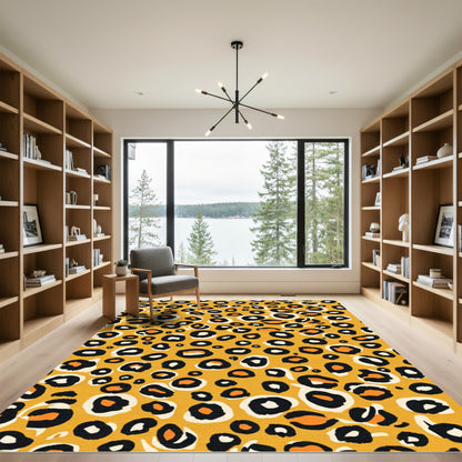 Golden Orange Leopard Spots Rug