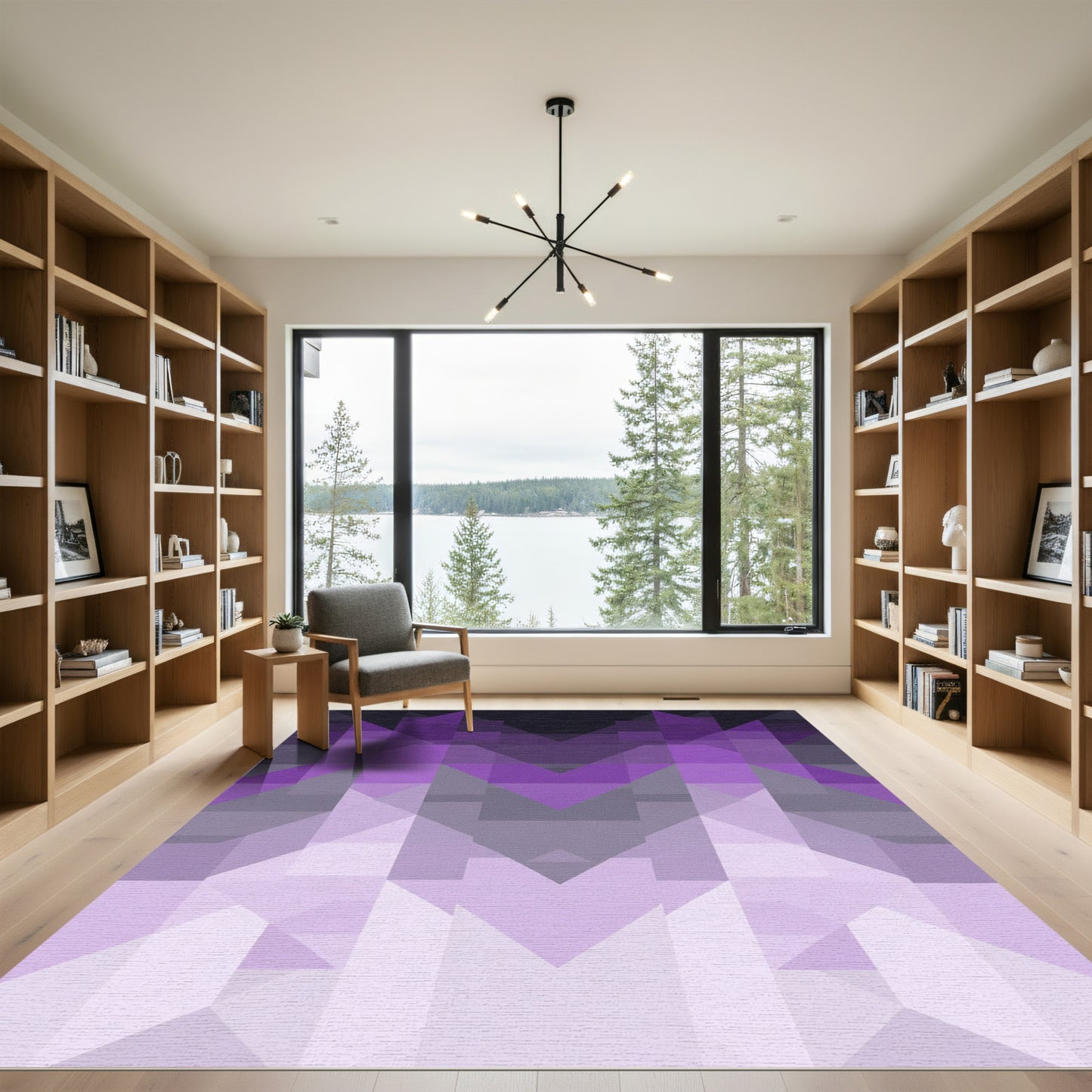 Gradient Purple Geometric Peaks Rug