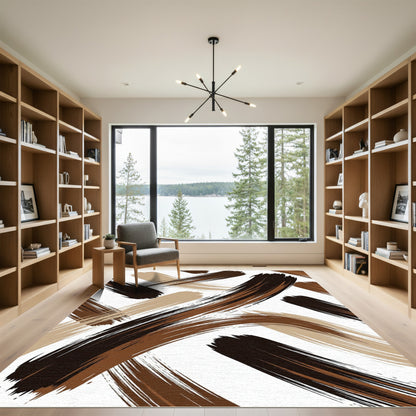 Earthy Tone Brushstroke Swirl Rug