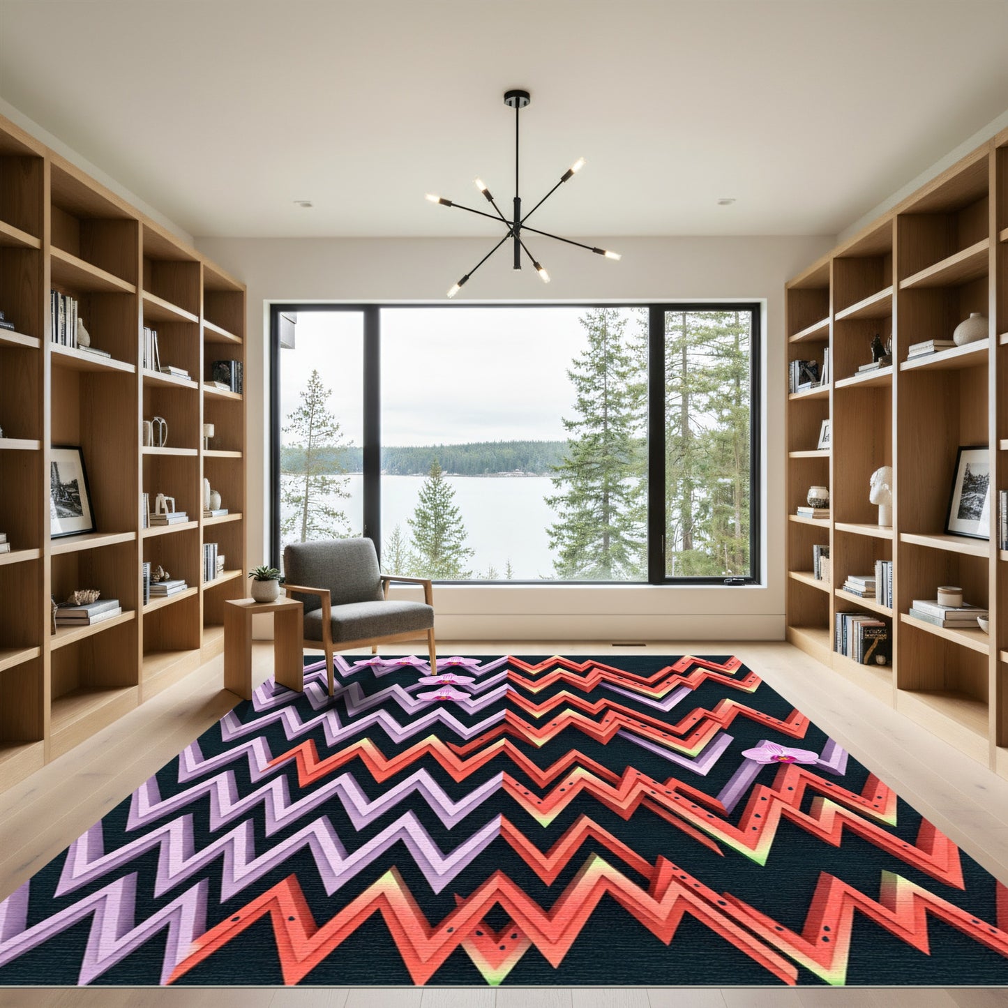 Pink Orchid Watermelon Zigzag Rug