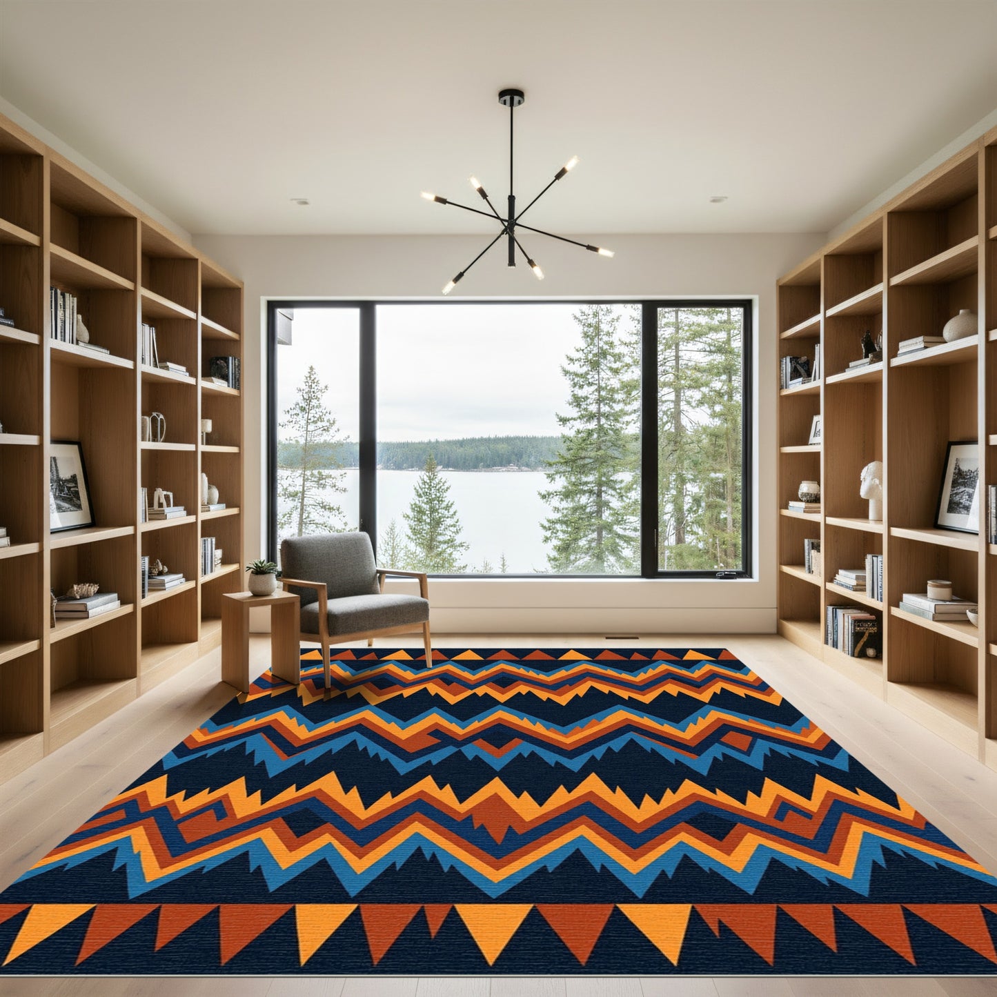 Vibrant Geometric Chevron Earth Tone Area Rug