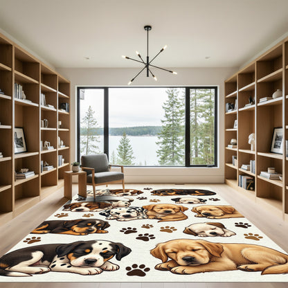 Sweet Adorable Sleeping Puppy Patchwork Rug