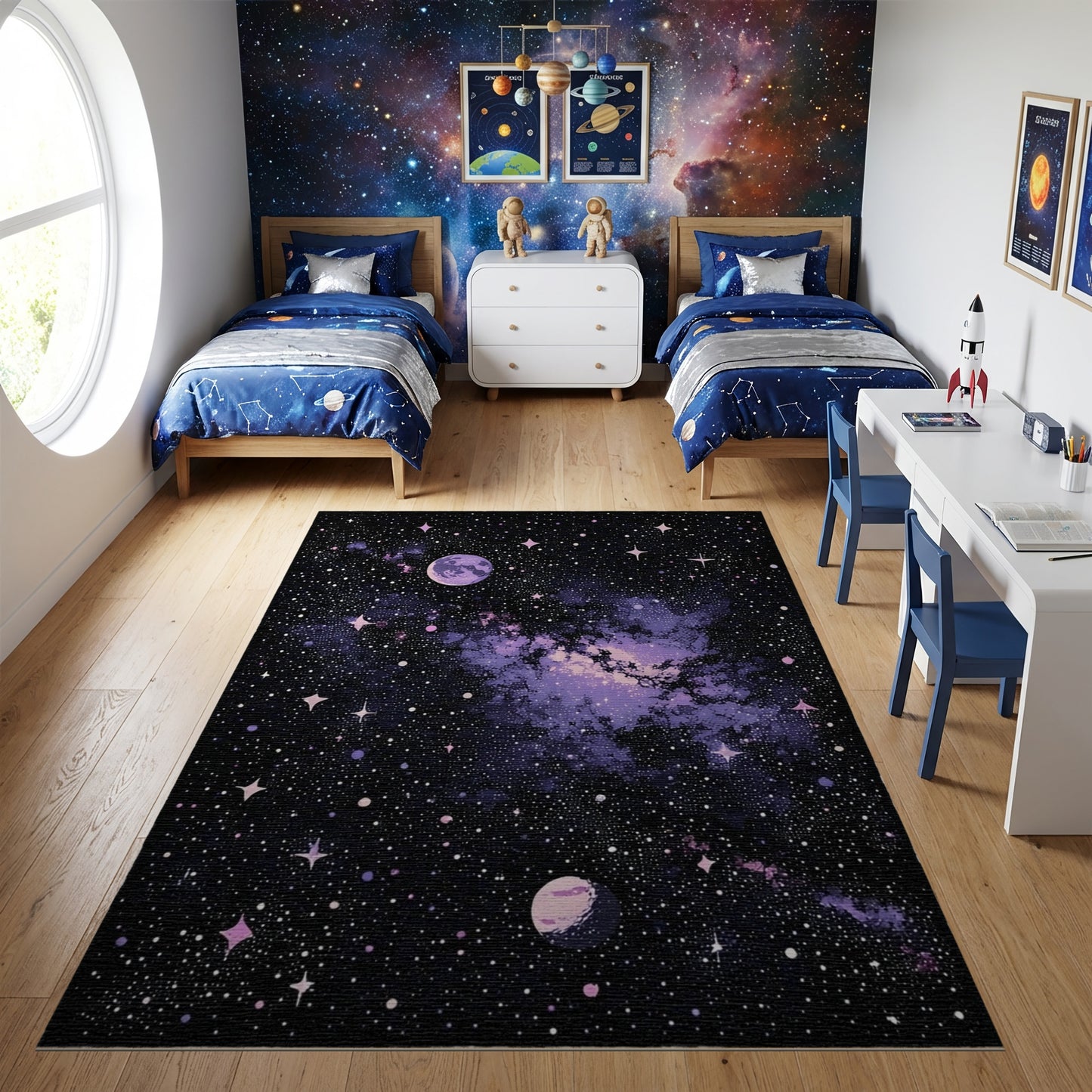 Starry Purple Nebula Cosmic Rug