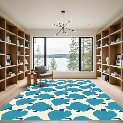 Modern Teal Cloud Abstract Rug