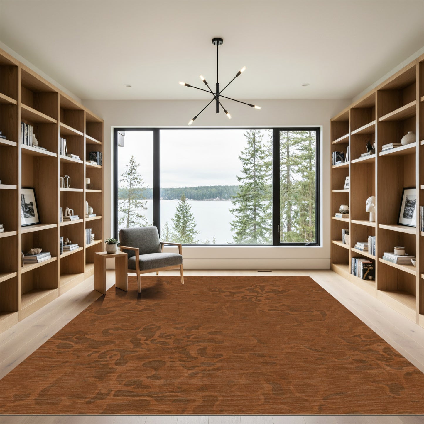 Rich Brown Abstract Organic Texture Rug