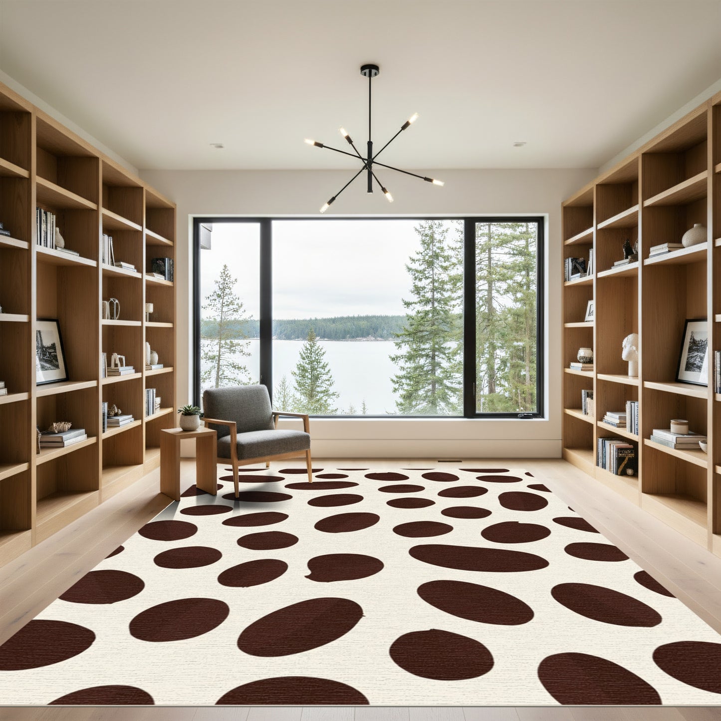 Cream Brown Coffee Bean Spot Rug