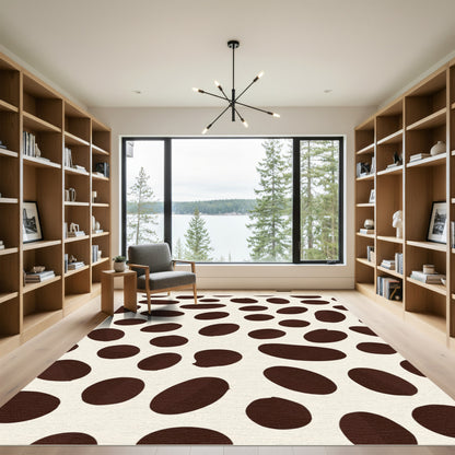 Cream Brown Coffee Bean Spot Rug