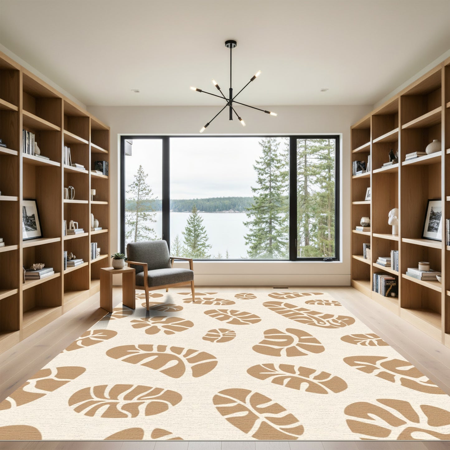 Earthy Tan Abstract Organic Shapes Rug