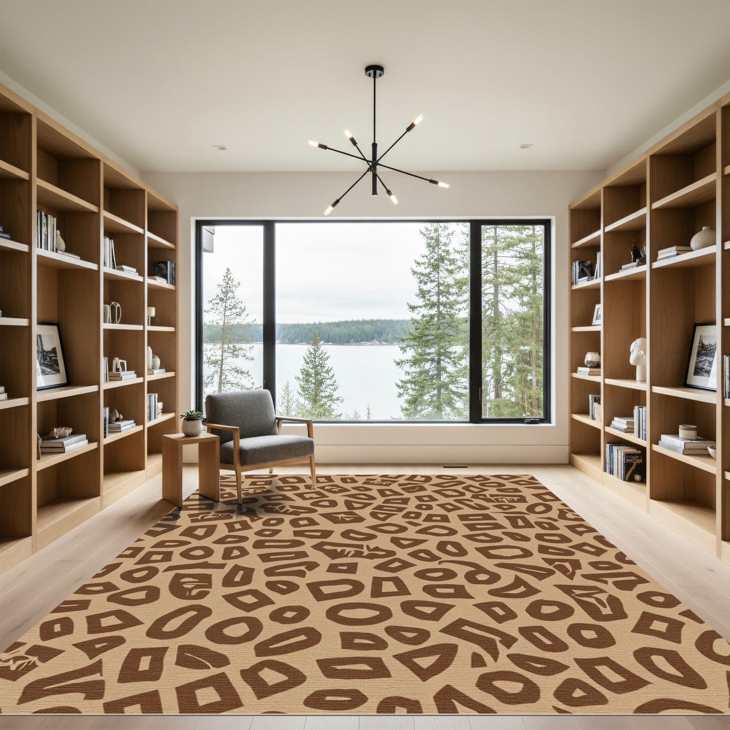 Brown Giraffe Spotted Organic Shape Rug