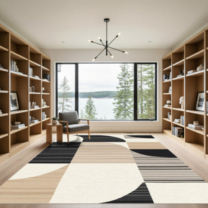 Modern Geometric Stripe Grid Rug