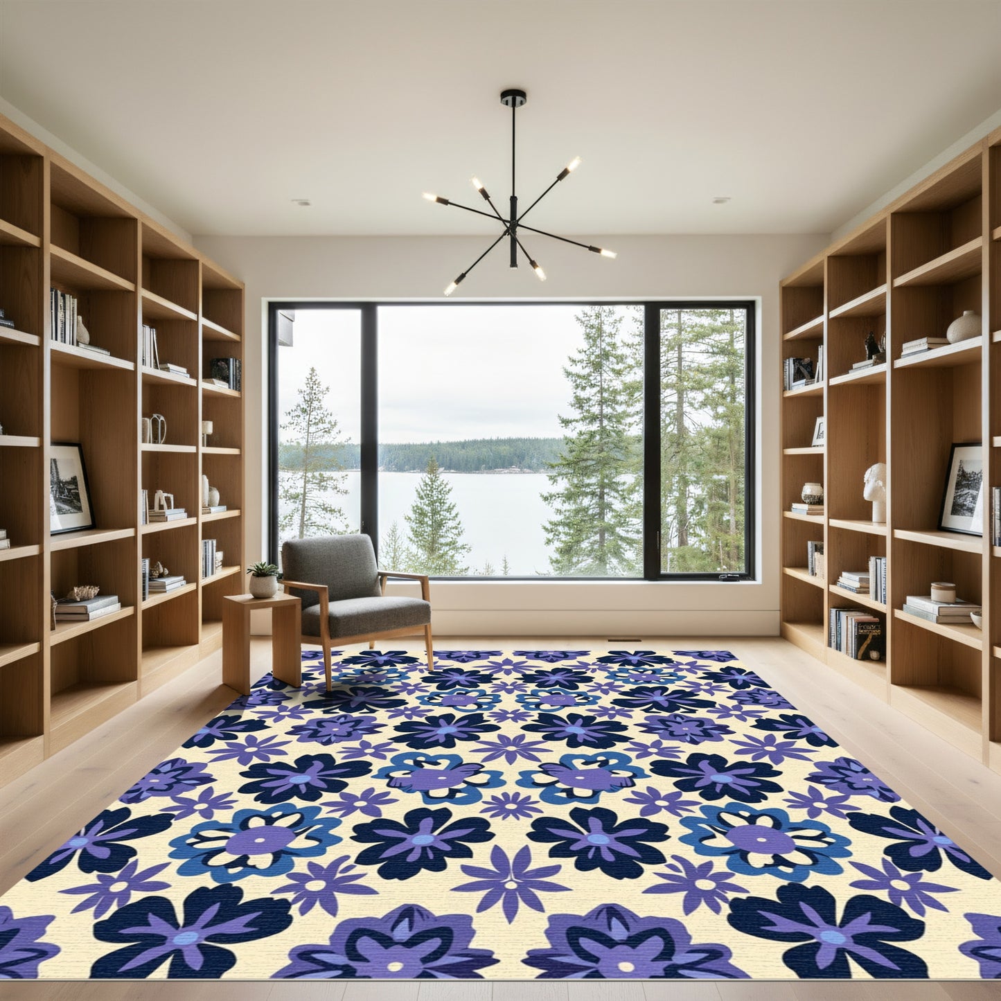 Indigo Plum Floral Collage Rug