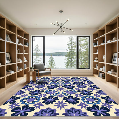 Indigo Plum Floral Collage Rug