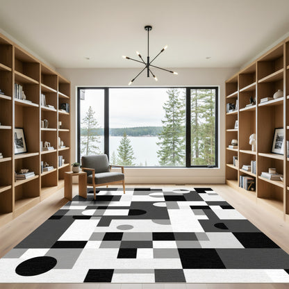 Monochromatic Geometric Shapes Abstract Rug
