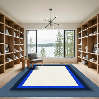 Deep Blue Outer Bordered Canvas Rug