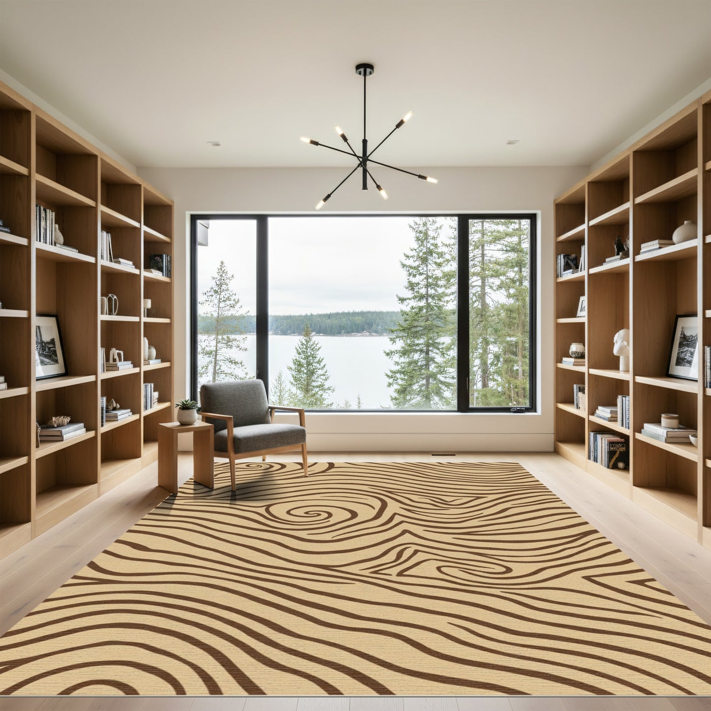 Brown Tan Wood Grain Ring Rug