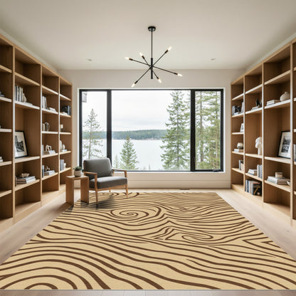 Brown Tan Wood Grain Ring Rug