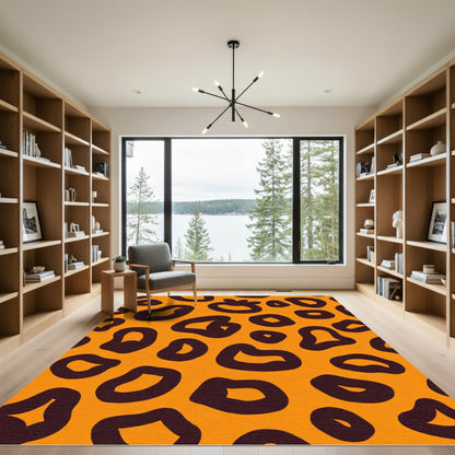 Vibrant Orange And Brown Spots Rug